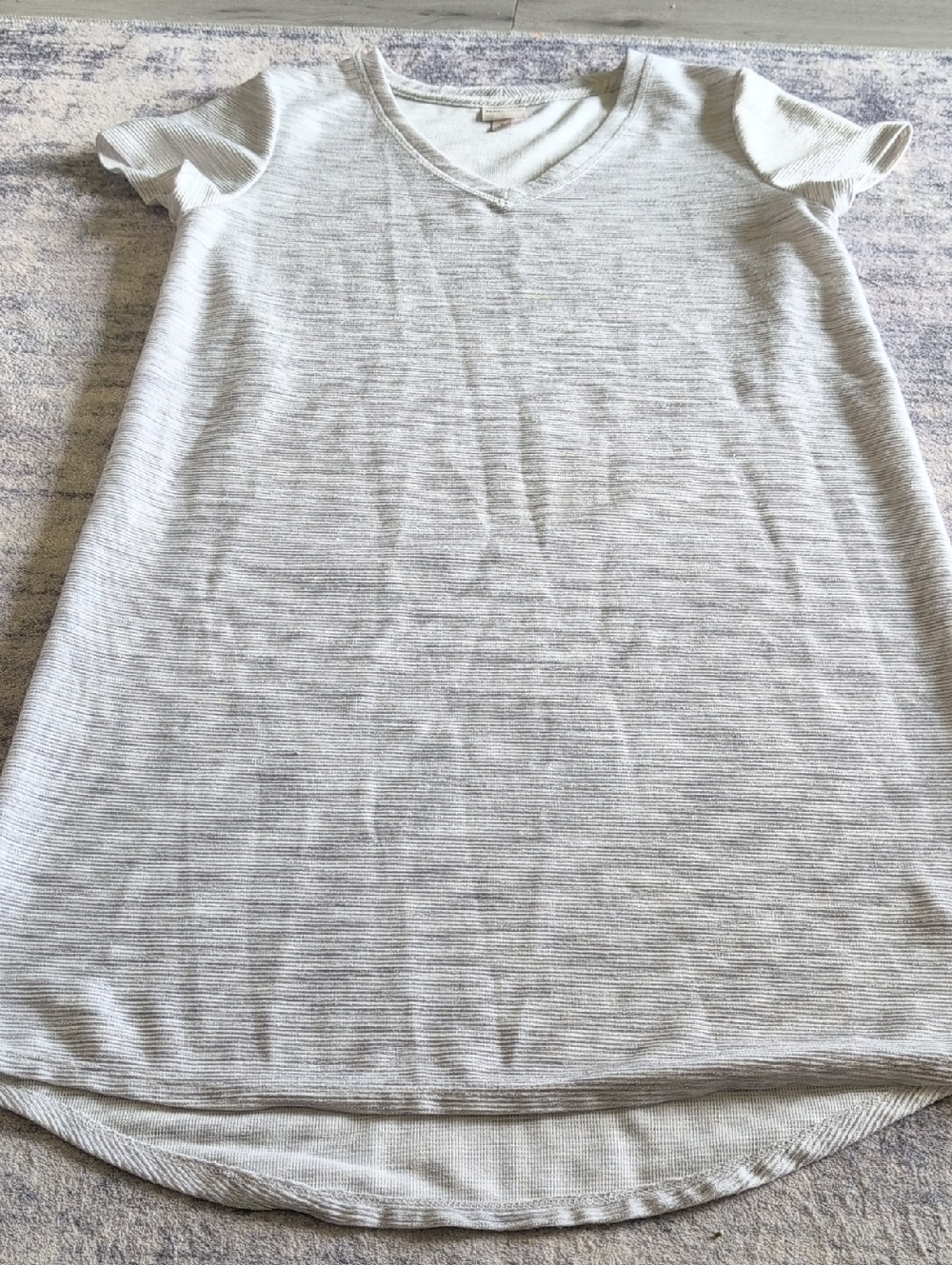 Merona Light Gray Striped V-Neck Pajama Top Or Swimsuit Cover